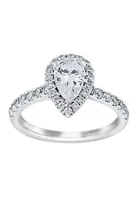 Grown With Love 1.25 ct. t.w. Lab Created Pear Diamond Halo Ring in 14K White Gold