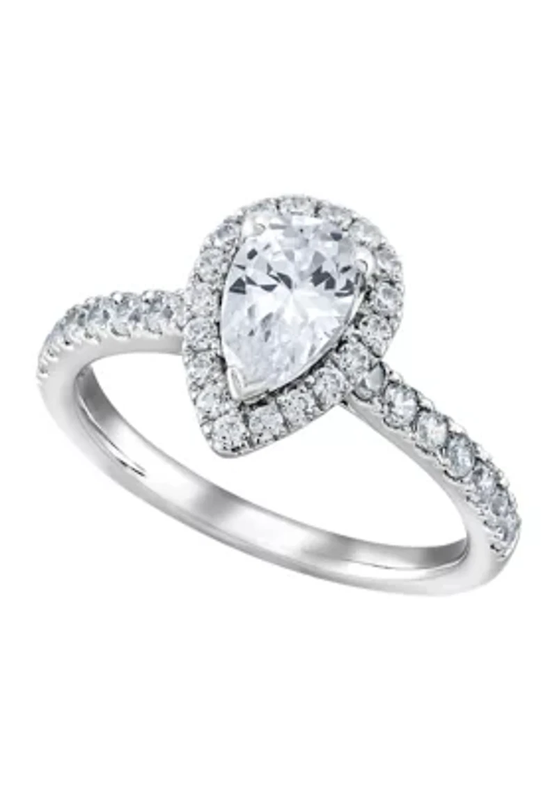 Grown With Love 1.25 ct. t.w. Lab Created Pear Diamond Halo Ring in 14K White Gold