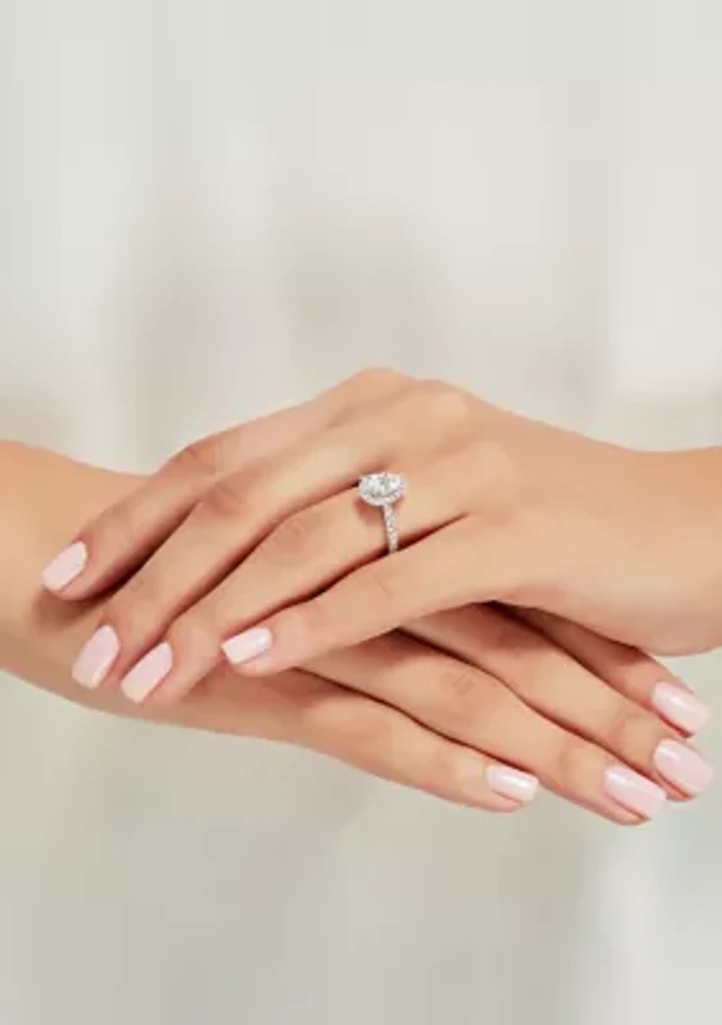 Grown With Love 1.25 ct. t.w. Lab Created Pear Diamond Halo Ring in 14K White Gold