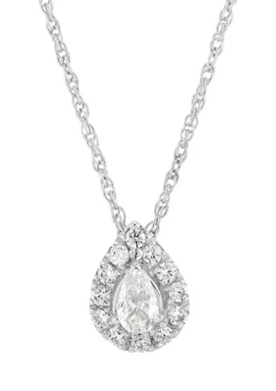 1/2 ct. t.w. Lab Grown Diamond 18'' Pear Shaped Pendant Necklace in Sterling Silver