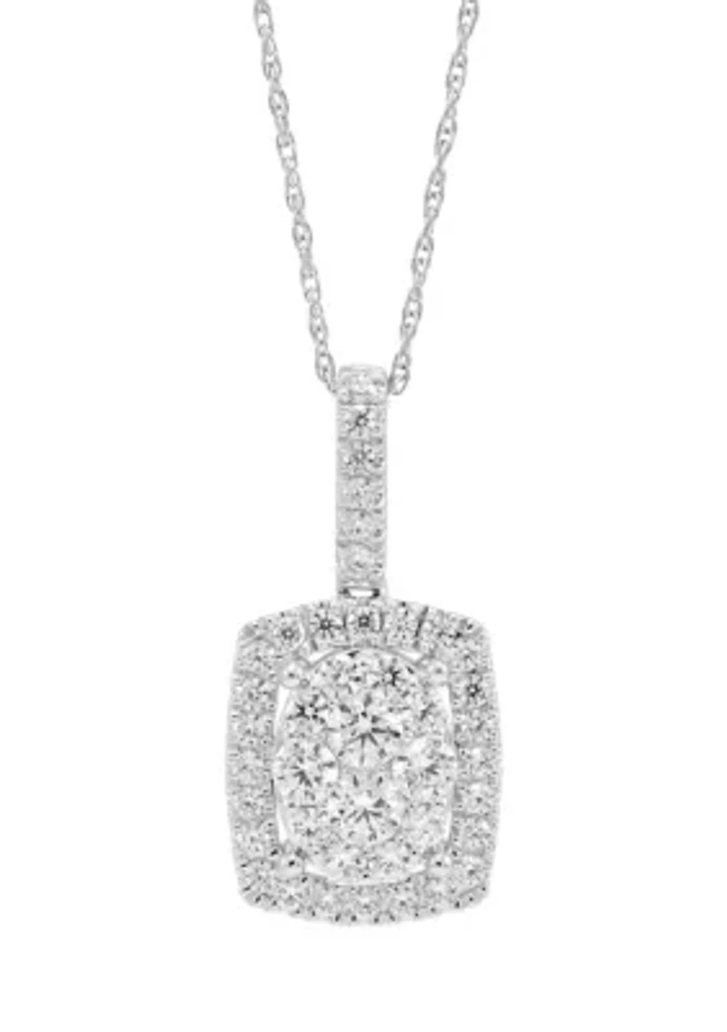  1 ct. t.w. Lab Created Diamond Pendant with 18" Box Chain in 10K White Gold
