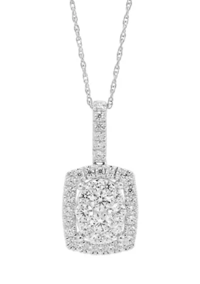  1 ct. t.w. Lab Created Diamond Pendant with 18" Box Chain in 10K White Gold