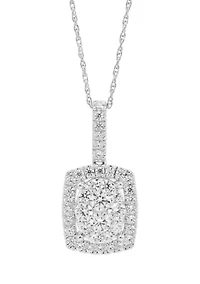  1 ct. t.w. Lab Created Diamond Pendant with 18" Box Chain in 10K White Gold