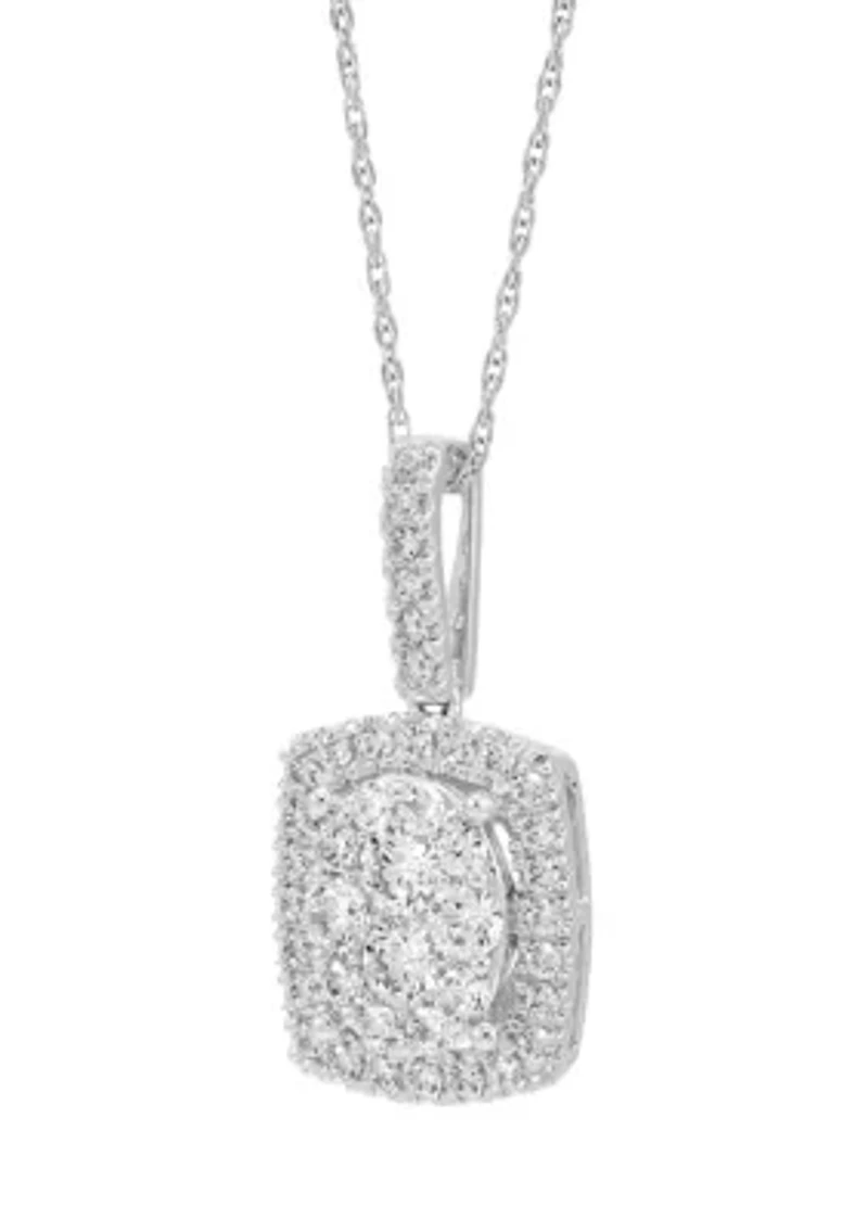  1 ct. t.w. Lab Created Diamond Pendant with 18" Box Chain in 10K White Gold