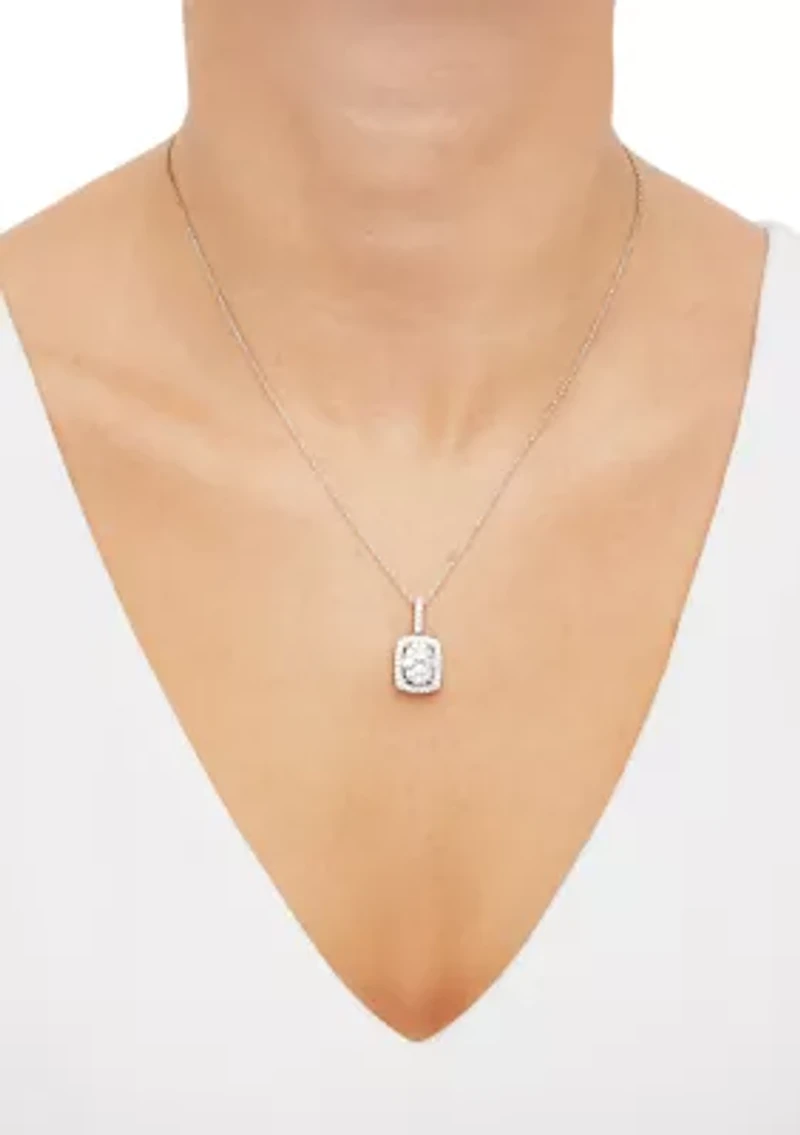  1 ct. t.w. Lab Created Diamond Pendant with 18" Box Chain in 10K White Gold
