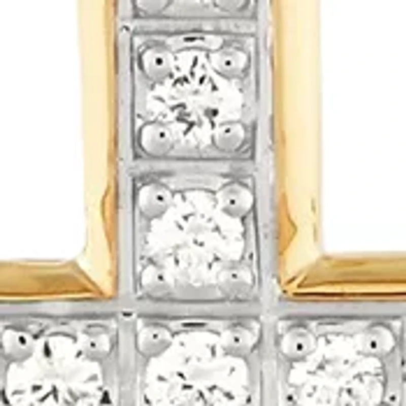 1/2 ct. t.w. Lab Created Diamond Cross Pendant Necklace with 18" Curb Chain in 10K Yellow Gold