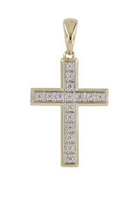 1/2 ct. t.w. Lab Created Diamond Cross Pendant Necklace with 18" Curb Chain in 10K Yellow Gold