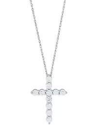 1/2 ct. t.w. Lab Grown Diamond Cross Pendant Necklace with 18" Perfectina Chain in 10K White Gold