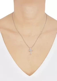 1/2 ct. t.w. Lab Grown Diamond Cross Pendant Necklace with 18" Perfectina Chain in 10K White Gold