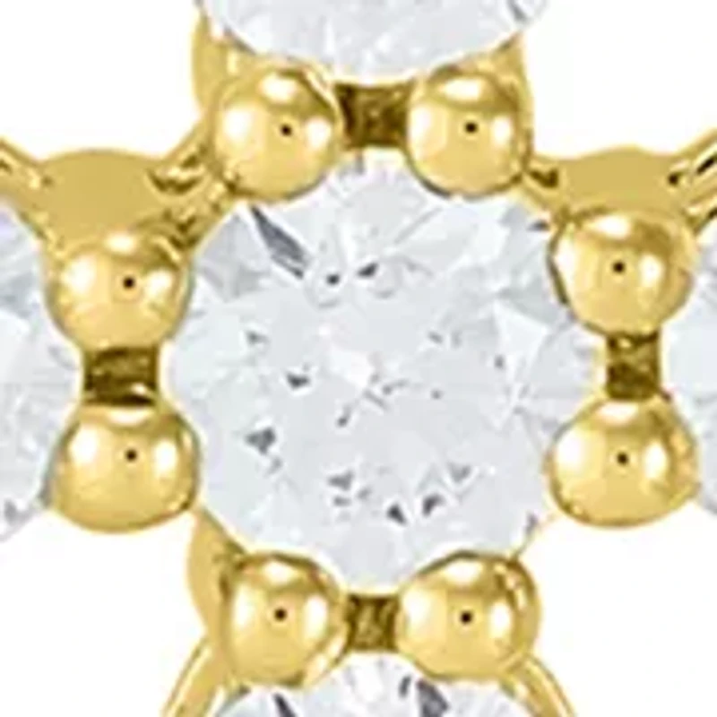 1/2 ct. t.w. Lab Grown Diamond Cross Pendant with 18" Singapore Chain Necklace in 10K Yellow Gold