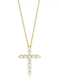1/2 ct. t.w. Lab Grown Diamond Cross Pendant with 18" Singapore Chain Necklace in 10K Yellow Gold