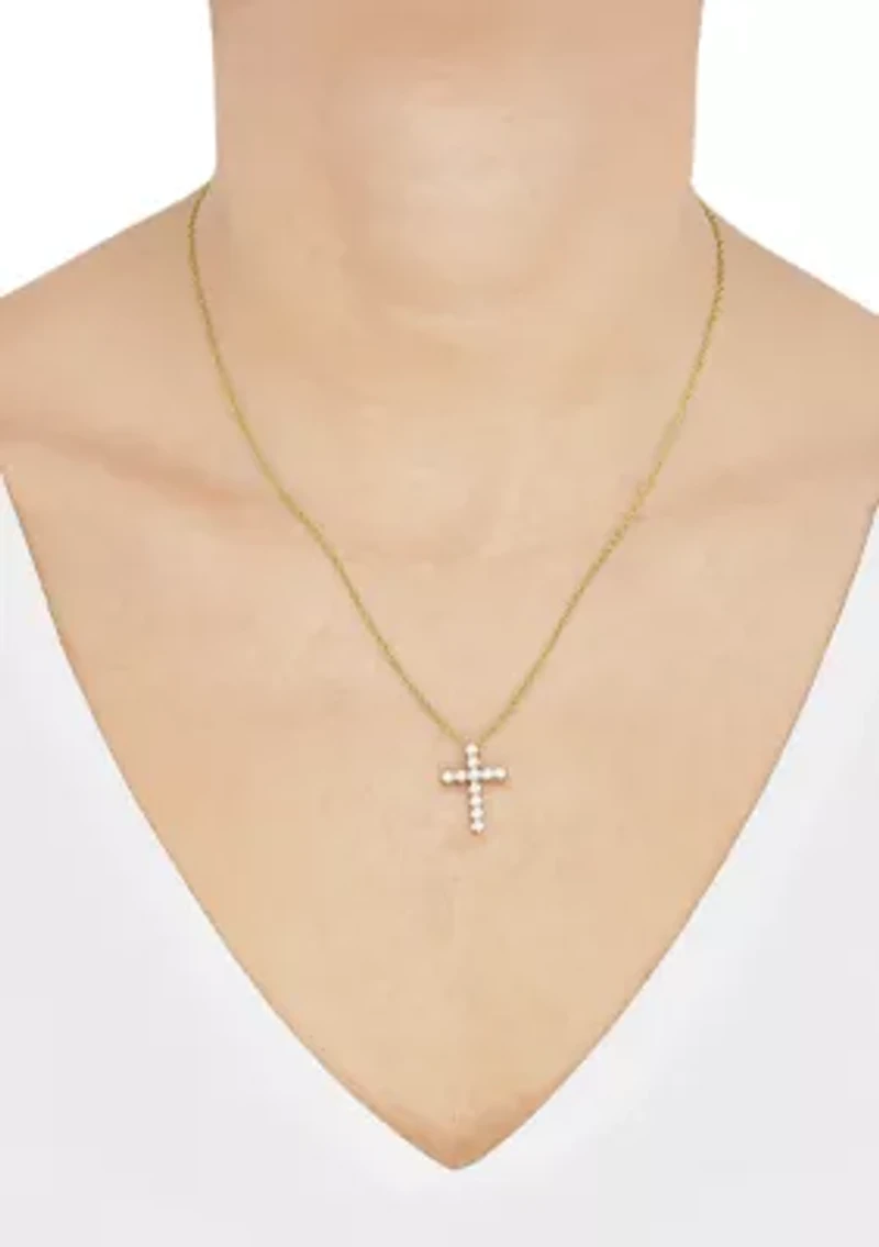 1/2 ct. t.w. Lab Grown Diamond Cross Pendant with 18" Singapore Chain Necklace in 10K Yellow Gold
