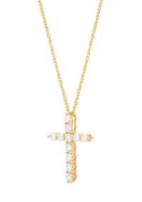 1 ct. t.w. Lab Grown Diamond Cross Pendant with 18" Rope Chain in 10K Yellow Gold