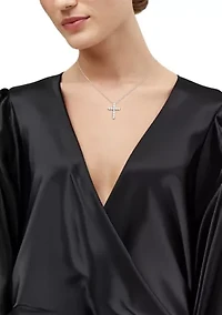 1 ct. t.w. Lab Grown Diamond Cross Pendant with 18" Rope Chain in 10K White Gold