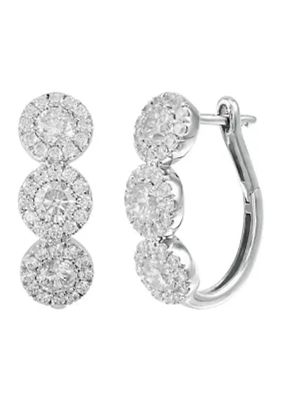 Lab Grown Diamond Hoop Earrings in 14K White Gold