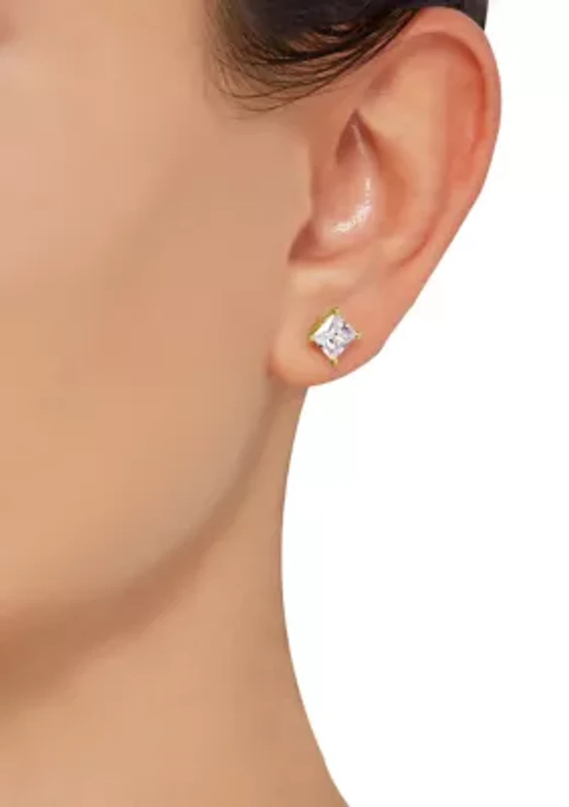 1.5 ct. t.w. Lab Created Diamond Princess Cut Stud Earrings in 14K Yellow Gold