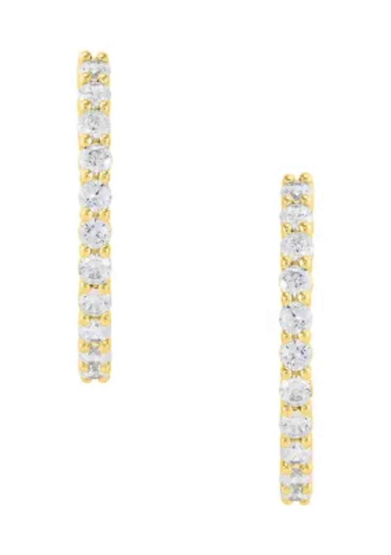 1 ct. t.w. Lab Grown Diamond Hoop Earrings 10K White Gold