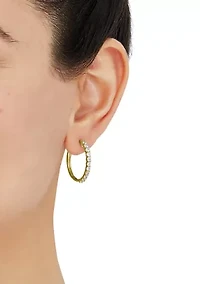 1 ct. t.w. Lab Grown Diamond Hoop Earrings 10K White Gold