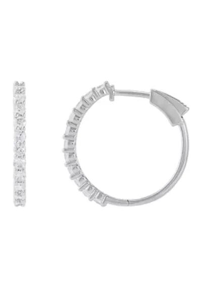 1 ct. t.w. Lab Grown Diamond Hoop Earrings 10K White Gold