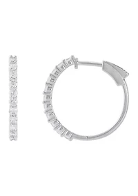 1 ct. t.w. Lab Grown Diamond Hoop Earrings 10K White Gold