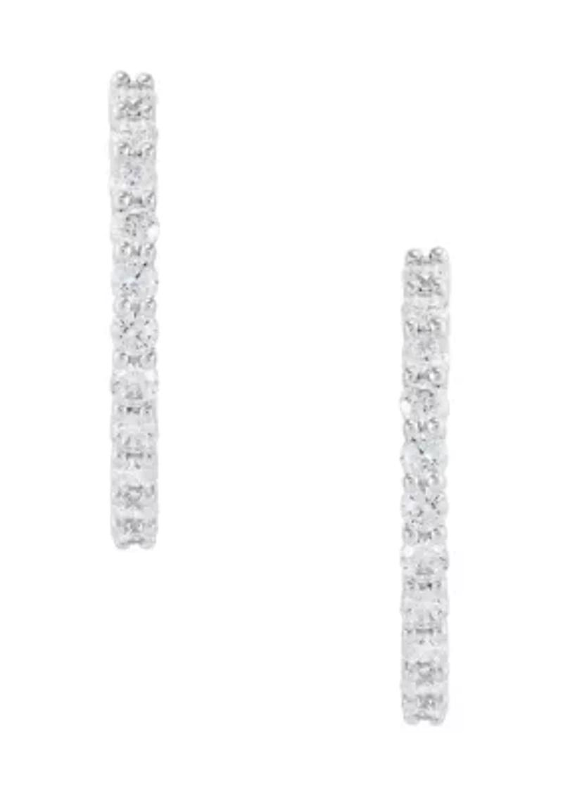 1 ct. t.w. Lab Grown Diamond Hoop Earrings 10K White Gold