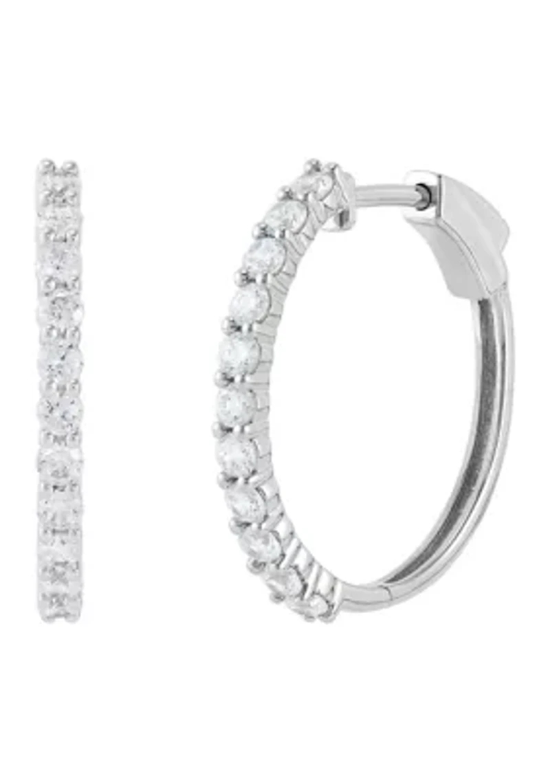 1 ct. t.w. Lab Grown Diamond Hoop Earrings 10K White Gold