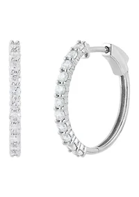 1 ct. t.w. Lab Grown Diamond Hoop Earrings 10K White Gold