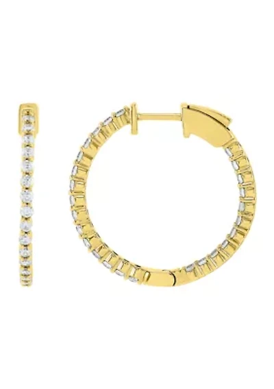  1 ct. t.w. Lab Created Diamond  Hoop Earrings in 10K Yellow Gold