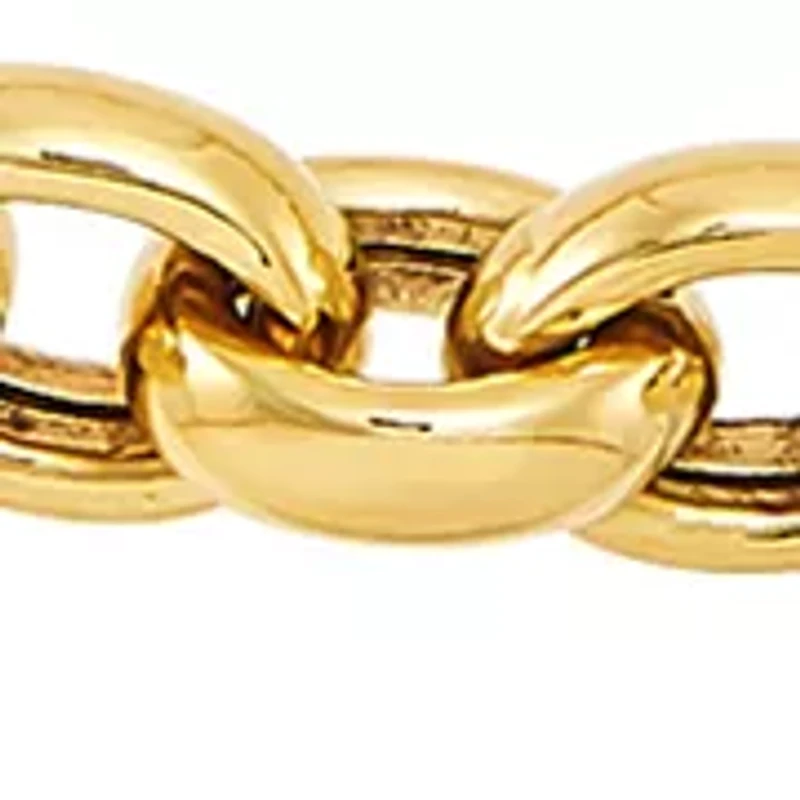 Puff Heart Dangle Bracelet in Gold Over Silver