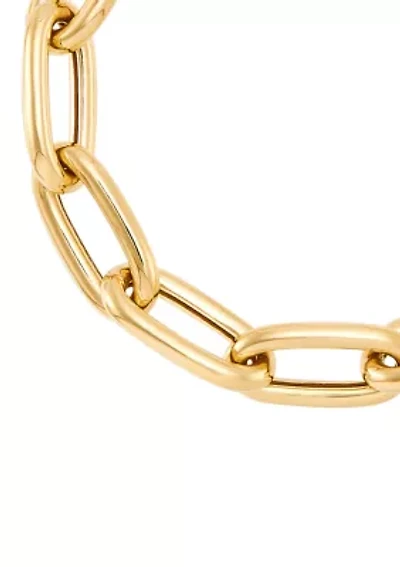Hollow Oval Link Bracelet in Gold Over Silver
