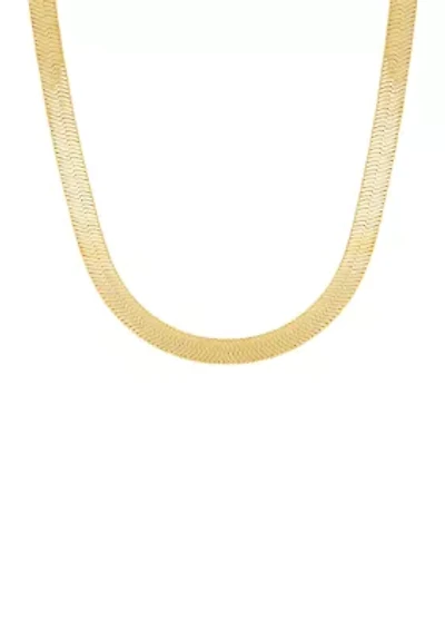 Solid Herringbone Chain in Gold Over Silver