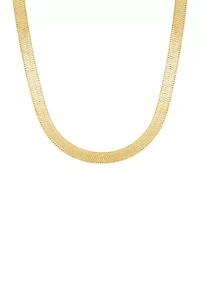 Solid Herringbone Chain in Gold Over Silver