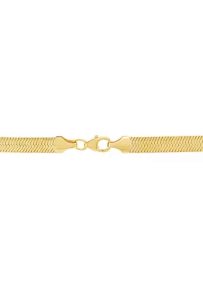 Solid Herringbone Chain in Gold Over Silver