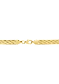 Solid Herringbone Chain in Gold Over Silver