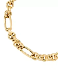 Rolo and Paperclip Link Bracelet in Gold Over Silver