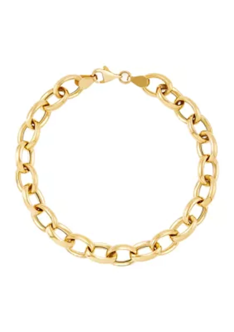 Oval Link Bracelet in Gold Over Silver