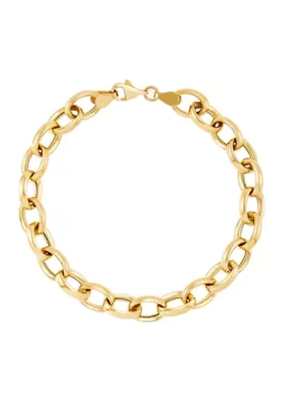 Oval Link Bracelet in Gold Over Silver