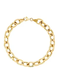 Oval Link Bracelet in Gold Over Silver