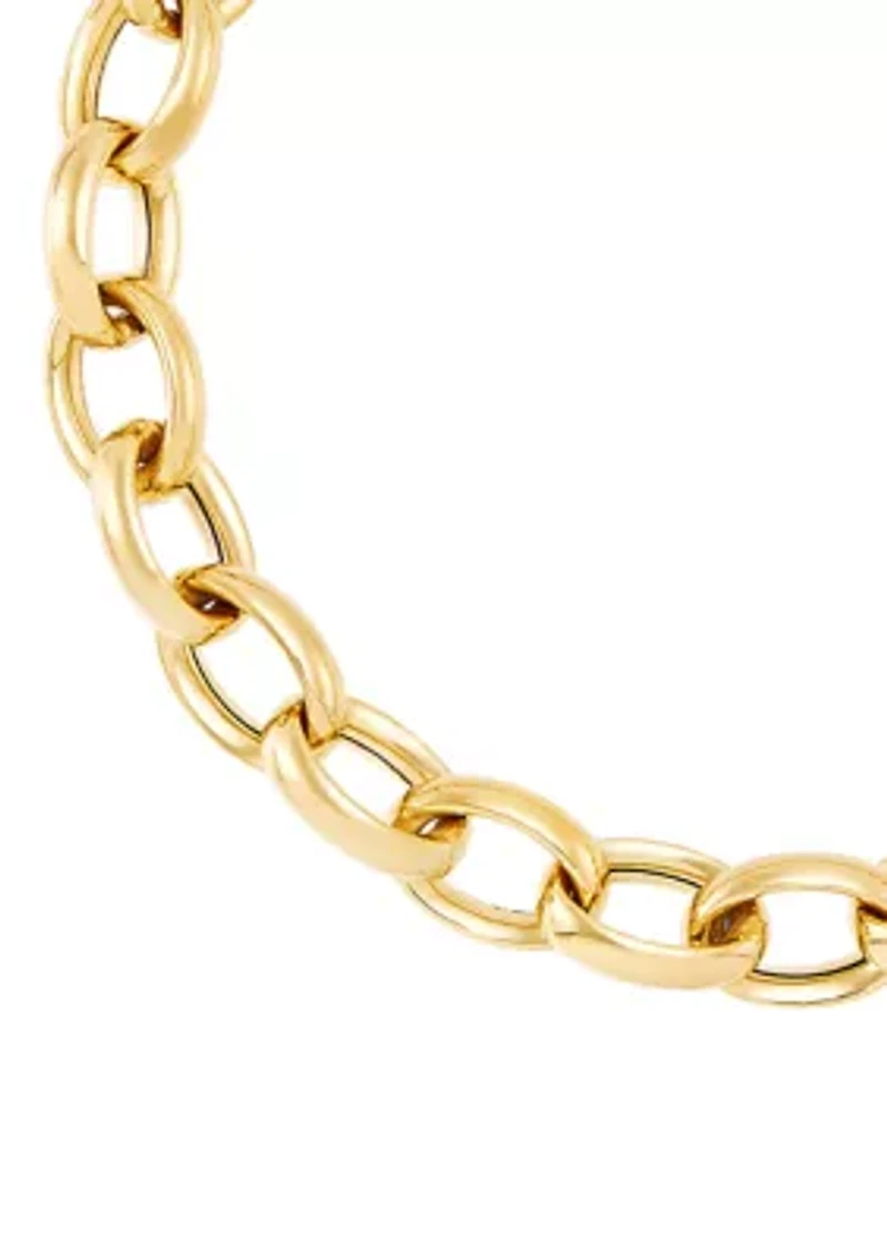 Oval Link Bracelet in Gold Over Silver