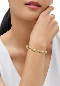 Oval Link Bracelet in Gold Over Silver