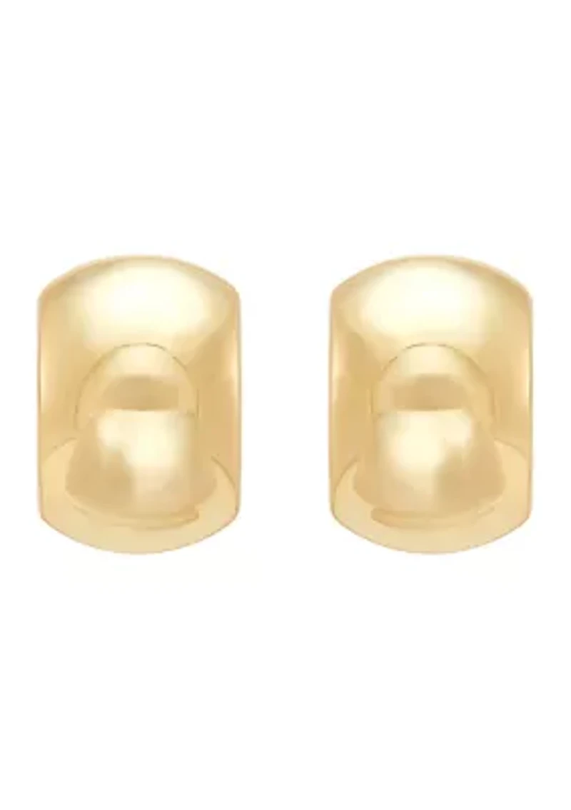 Curved Wide Bar Stud Earrings in Gold Over Silver
