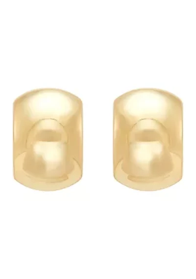 Curved Wide Bar Stud Earrings in Gold Over Silver