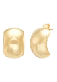 Curved Wide Bar Stud Earrings in Gold Over Silver