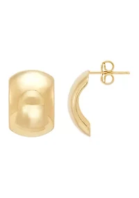 Curved Wide Bar Stud Earrings in Gold Over Silver