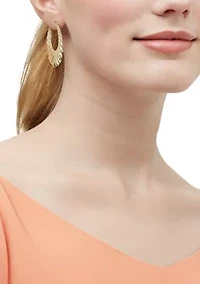 Ribbed Hoop Earrings in Gold Over Silver