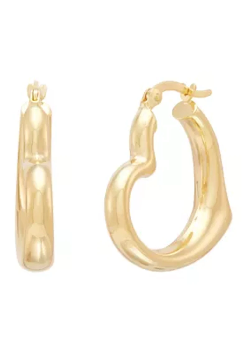 Graduated Heart Hoop Earrings in Gold Over Silver
