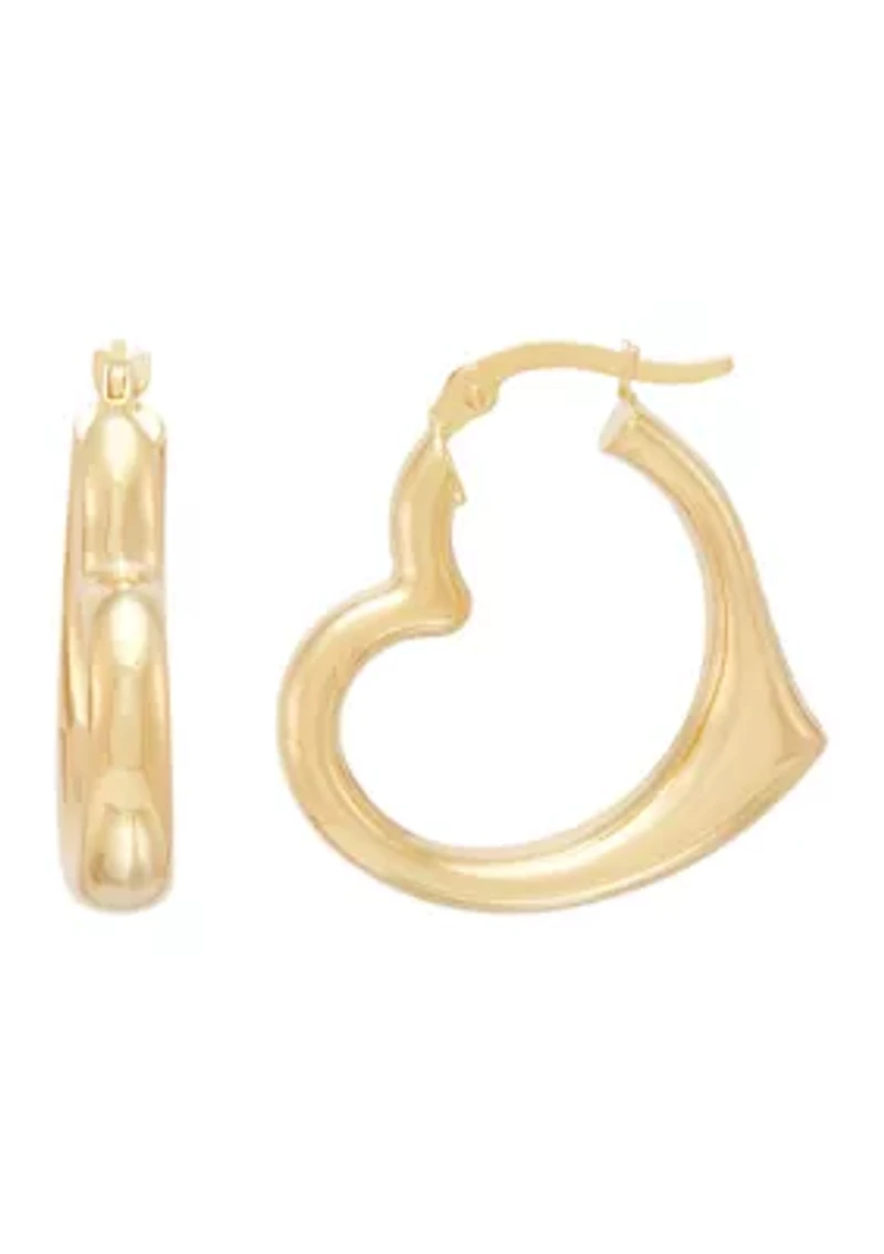 Graduated Heart Hoop Earrings in Gold Over Silver