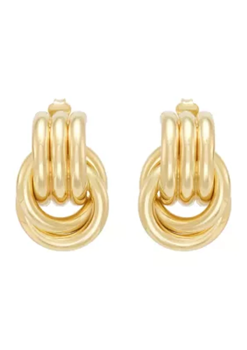 Doorknocker Stud Earrings in Sterling Silver and 10K Yellow Gold
