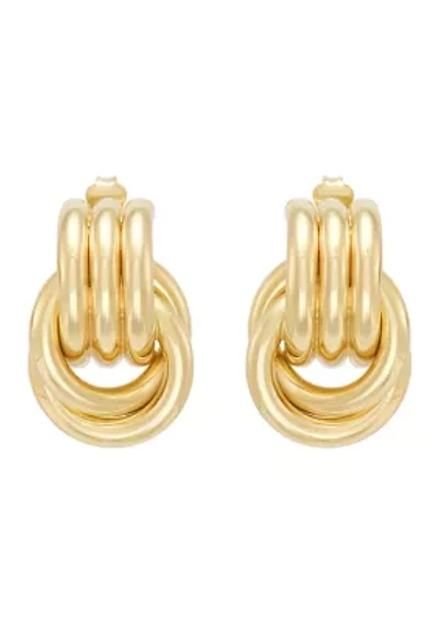 Doorknocker Stud Earrings in Sterling Silver and 10K Yellow Gold
