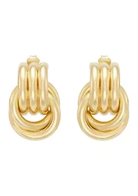 Doorknocker Stud Earrings in Sterling Silver and 10K Yellow Gold